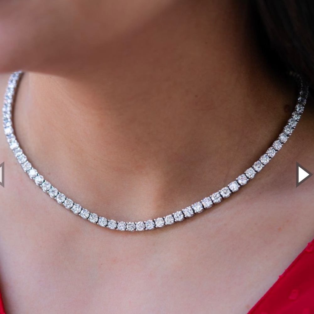 Sterling silver 4mm tennis necklace 20” - Picture 3 of 9